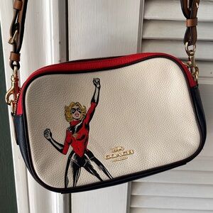 Coach Women's Cream, Red, and Black Crossbody Bag - Wonder Woman